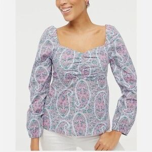 3/$60 Floral Paisley Long Sleeve Sweetheart Neckline Top